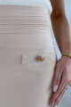 Bandážová krátká sukně s knoflíky béžová M 18