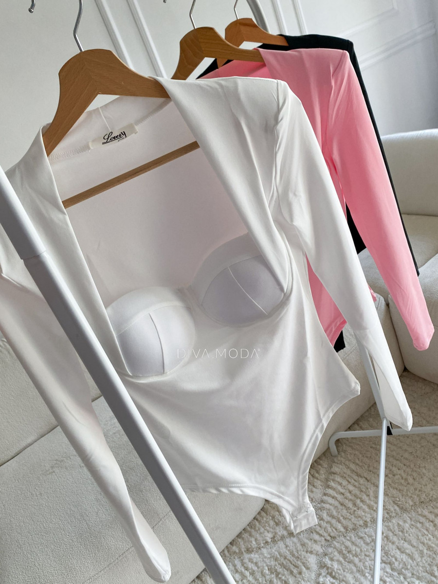 Body s vystuženým dekoltom biele M 9 Body s vystuženým dekoltom biele M 9