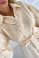 Šaty s výřezy a balonovými rukávy vanilkové M 31