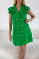 Sakové šaty s volány na ramenou trávově zelené M 68