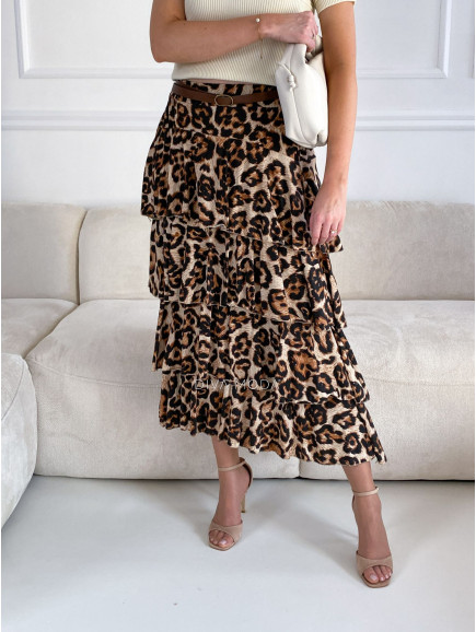Maxi leopardí sukně s páskem M 57