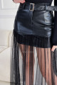 Koženkovo-tylová maxi sukně černá M 66