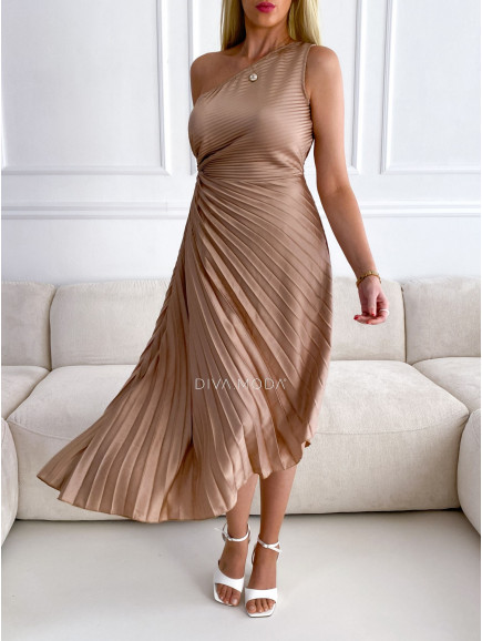 Plisované elegantní šaty s výřezem zlaté M 6