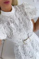 Krajkované šaty s puf rukávem Alexia bílé M 131
