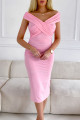 Zkřížené midi šaty bez rukávů baby pink M 136