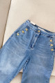 Straight jeans se zlatými knoflíčky světle modré M 154