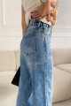 Straight jeans s elastickým pasem modré M 153
