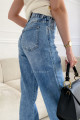 Straight jeans s elastickým pasem modré M 153
