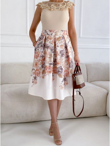 Midi tulipánová sukňa garden béžová M 165