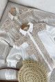 Oversize bavlněná košile s háčkovanou aplikací Bílo/béžová M 169