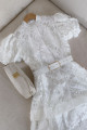 Krajkované šaty s puf rukávem Alexia bílé M 131