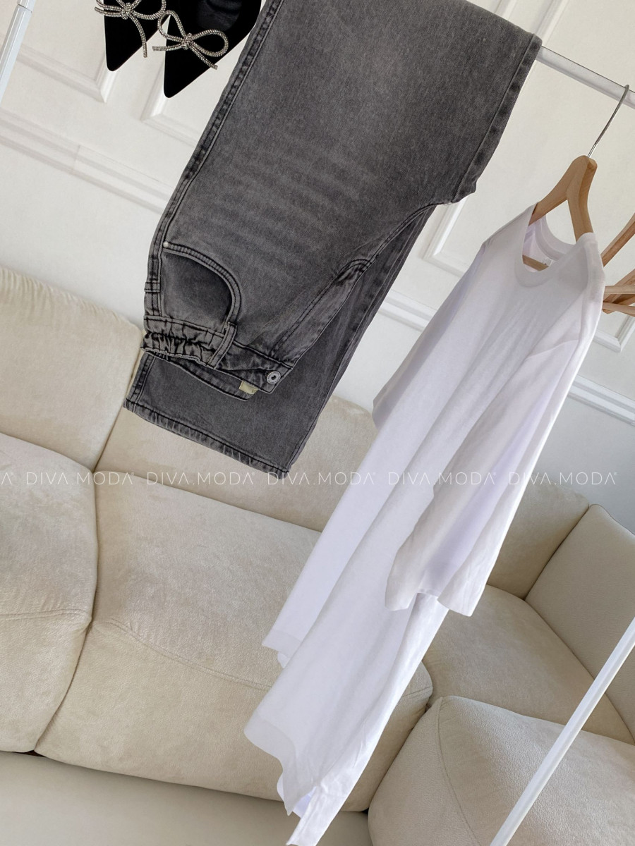 Basic oversize bavlnené tričko biele P 47 Basic oversize bavlnené tričko biele P 47