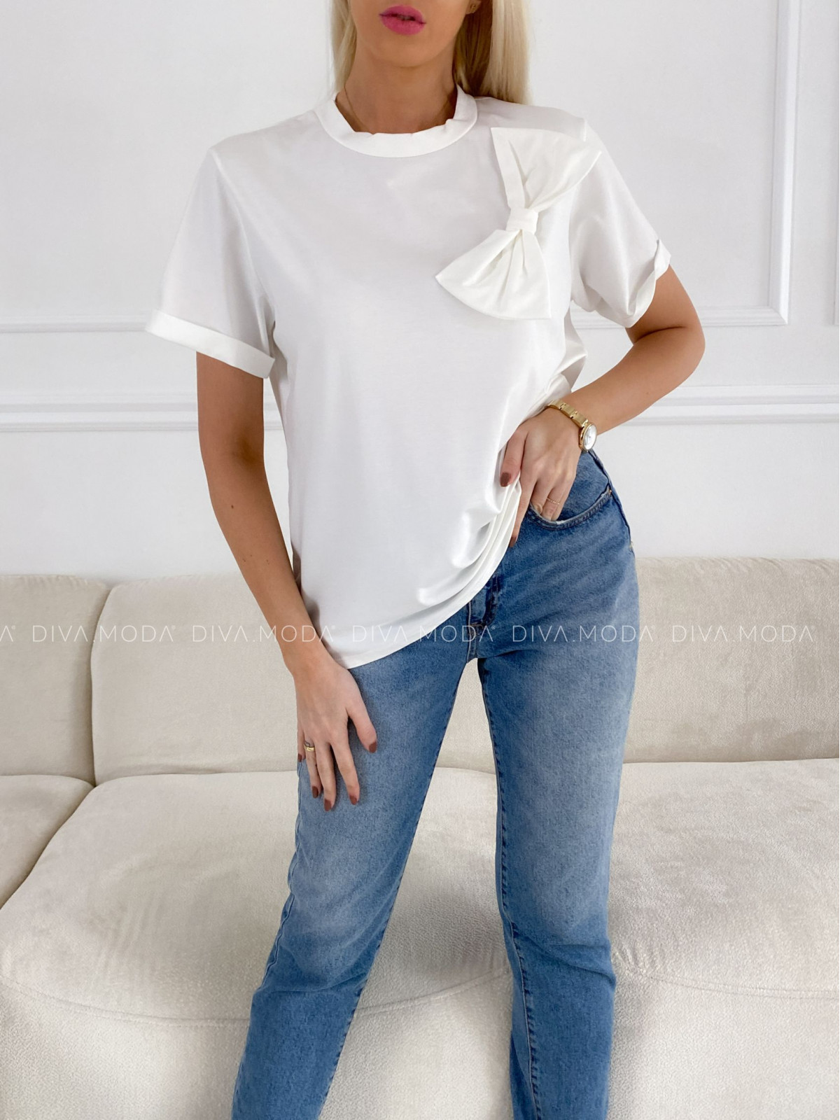 Oversize tričko s mašlí bílé P 51