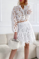 Háčkovaný komplet sukně + top bílý Emma P 32