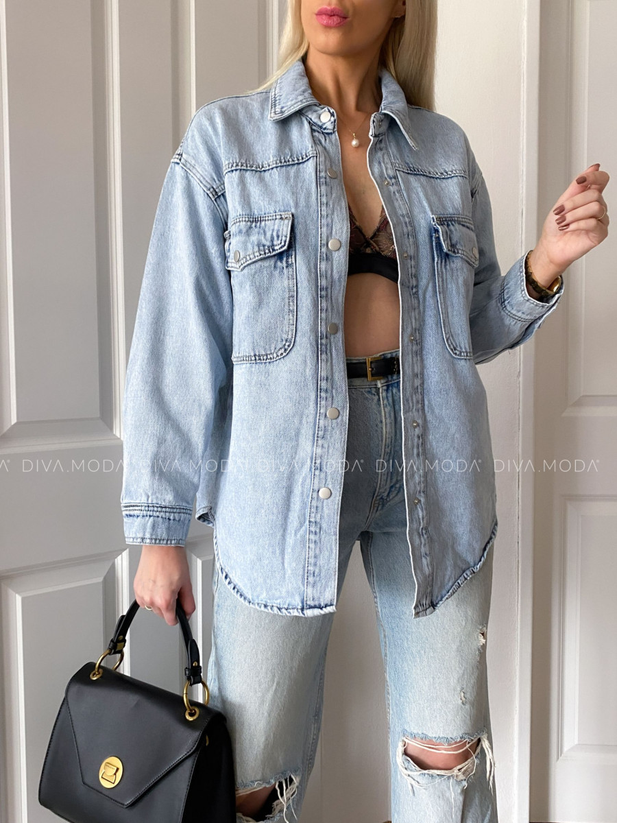 Riflová oversize košeľa modrá P 35 Riflová oversize košeľa modrá P 35