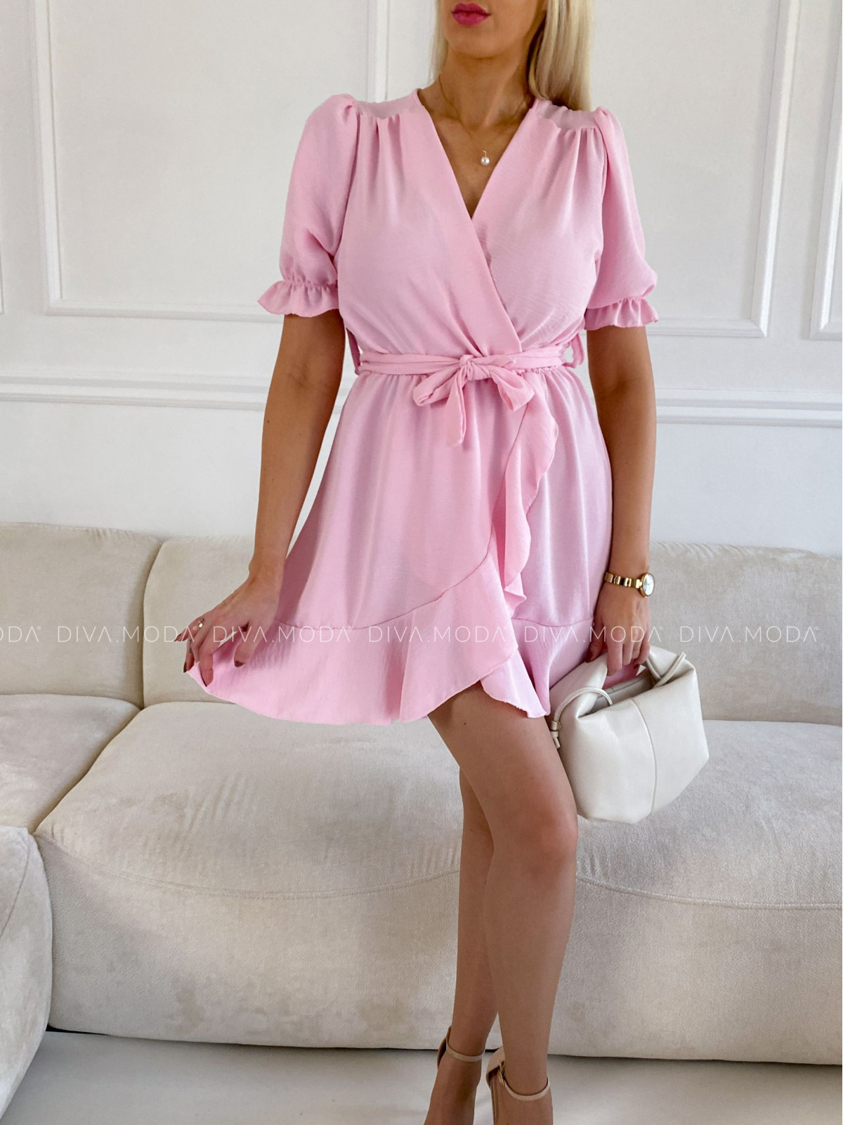 lehké šaty s volánem Roma baby pink P 54