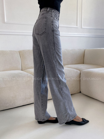 Straight jeans s elastickým pásom šedé M 153