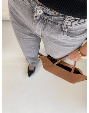 Straight jeans s elastickým pásom šedé M 153 Straight jeans s elastickým pásom šedé M 153
