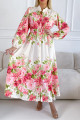 Maxi šaty květované s páskem carolina broskvovo-růžové P 95