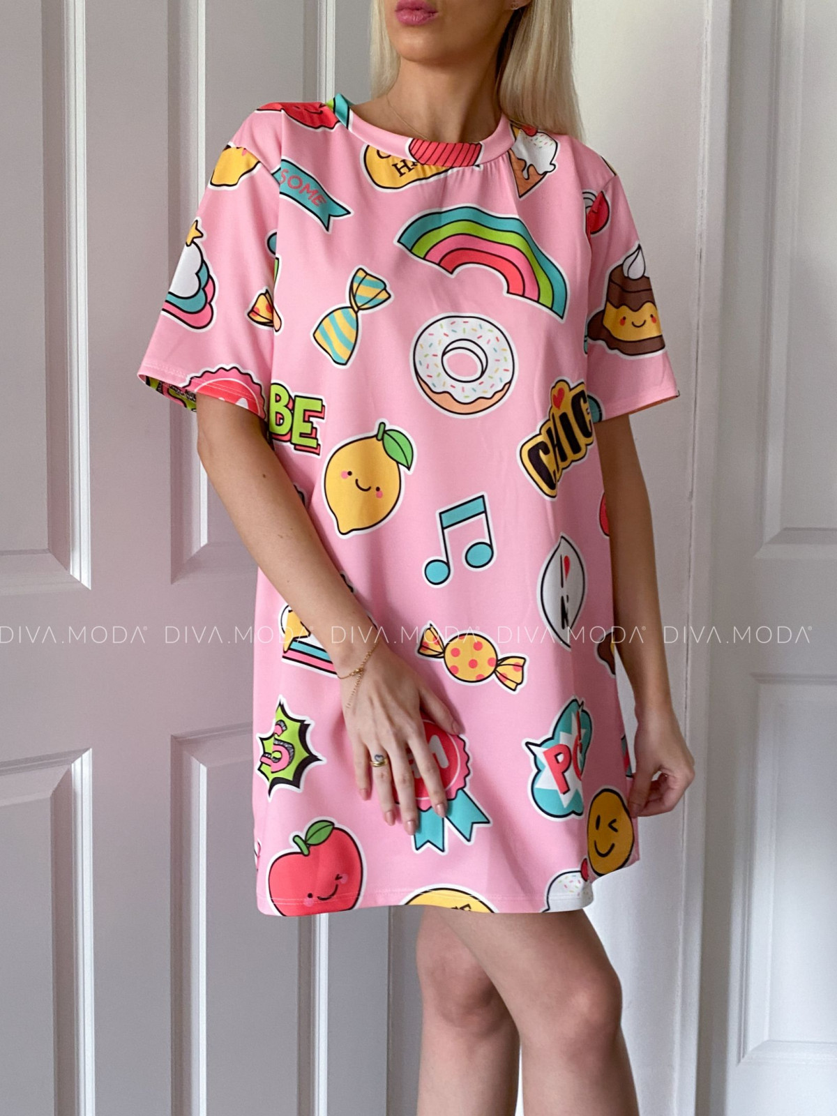 Tričkové šaty pop růžové P 92