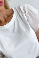 Bavlněné tričko s volány na ramenou bílé P 97