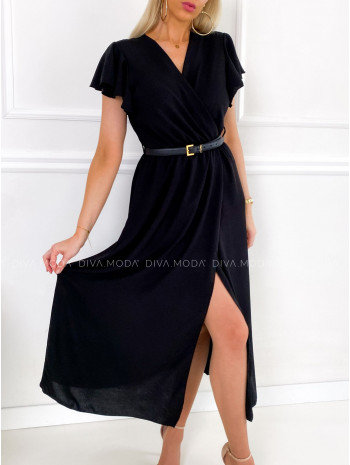 Maxi šaty s volánikmi na ramenách Iwet čierne P 115