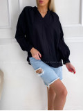 Bavlnená oversize Vyšívaná košeľa laura čierna P 132 Bavlnená oversize Vyšívaná košeľa laura čierna P 132