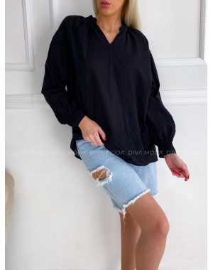 Bavlnená oversize Vyšívaná košeľa laura čierna P 132 Bavlnená oversize Vyšívaná košeľa laura čierna P 132