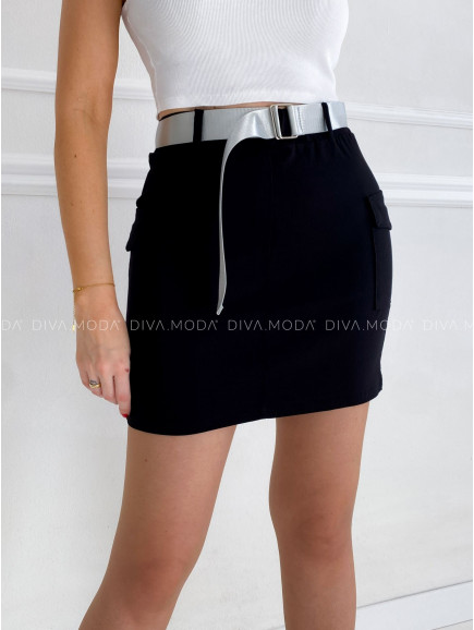Mini Sukně s kapsami a páskem černá P 135