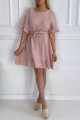 Mušelínové šaty s páskem Tash pudrově růžová B 11