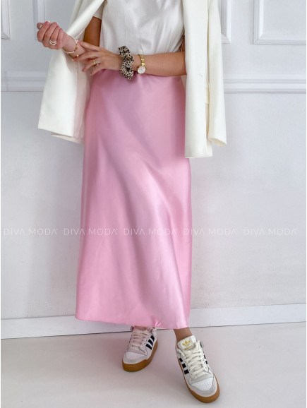 Maxi Saténová sukně baby pink P 149
