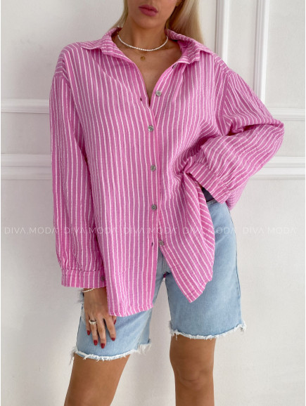 Mušelínová košile pruhovaná růžová P 166