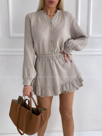 Mušelínový skort komplet béžový P 160 Mušelínový skort komplet béžový P 160
