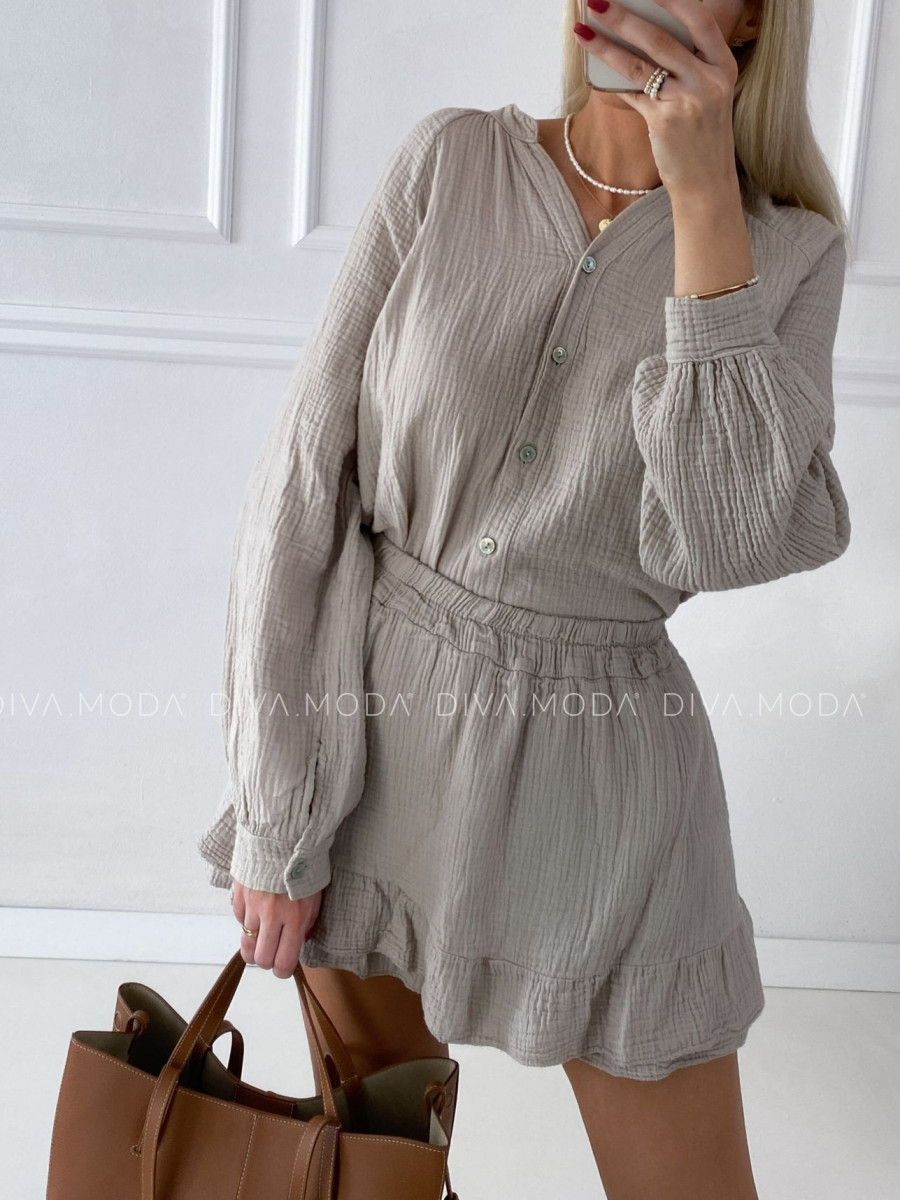 Mušelínový skort komplet béžový P 160
