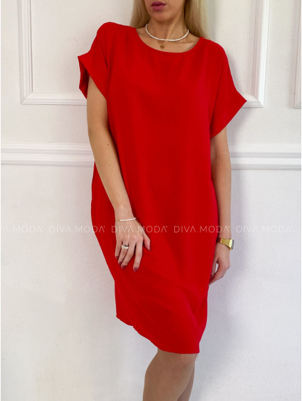 Basic šaty rozšířené na bocích červené P 108