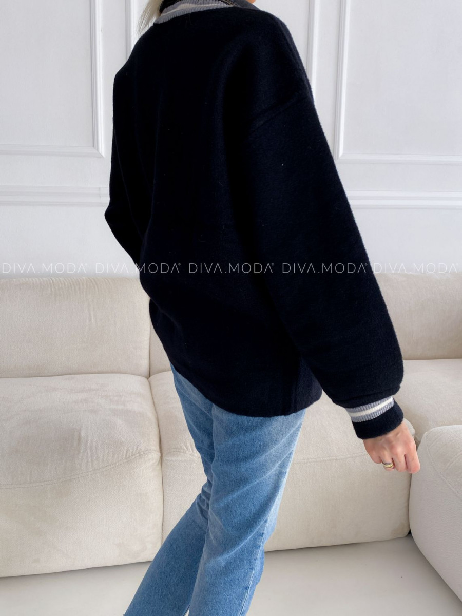 Oversize bunda s riflovinou čierna V 53