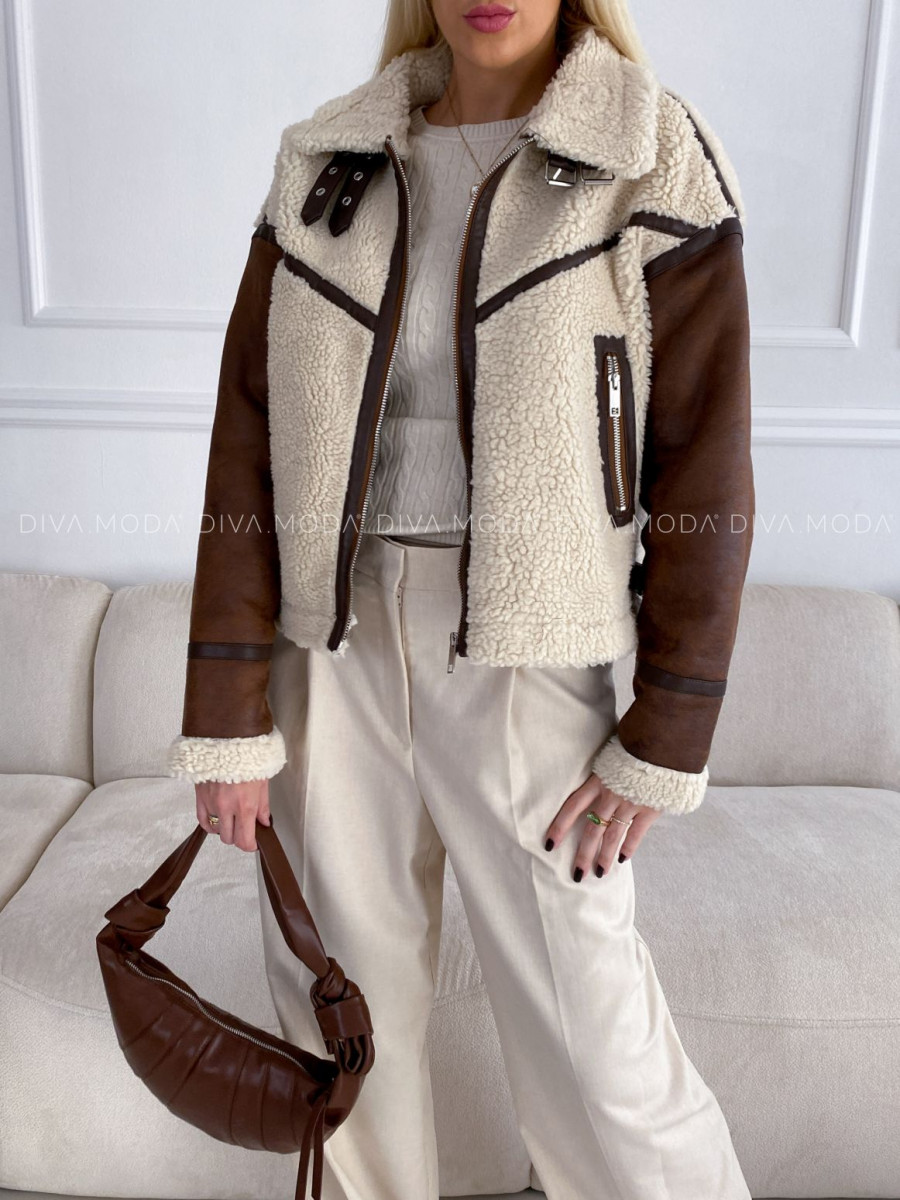Aviator ovečková bunda cognac V 97 Aviator ovečková bunda cognac V 97