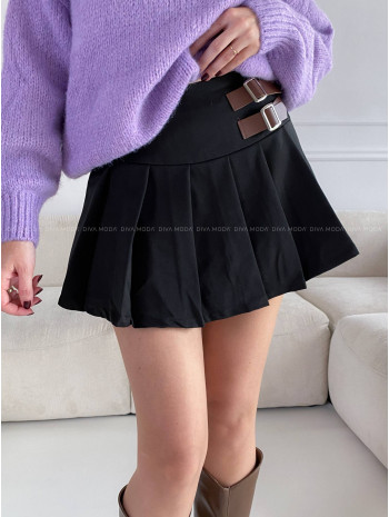 Sukňový skort s prackou čierny V 191