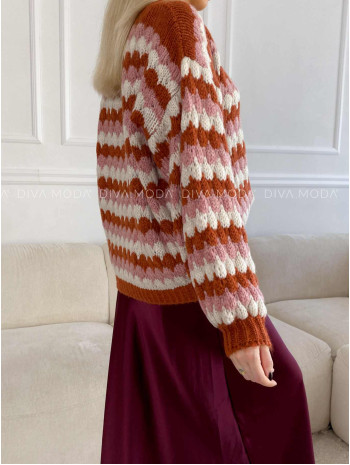 Kardigán s gombíkmi multicolor škoricový V 214 Kardigán s gombíkmi multicolor škoricový V 214