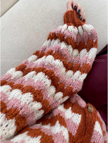 Kardigán s gombíkmi multicolor škoricový V 214 Kardigán s gombíkmi multicolor škoricový V 214