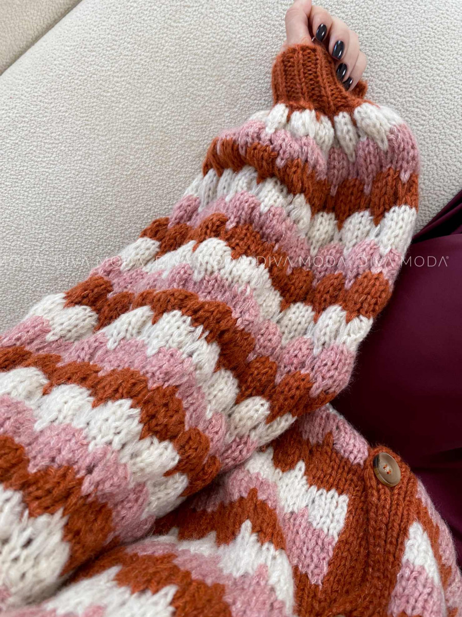Kardigán s gombíkmi multicolor škoricový V 214 Kardigán s gombíkmi multicolor škoricový V 214