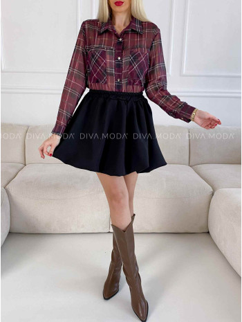 Polo transparentná karovaná košeľa burgundy V 221 Polo transparentná karovaná košeľa burgundy V 221