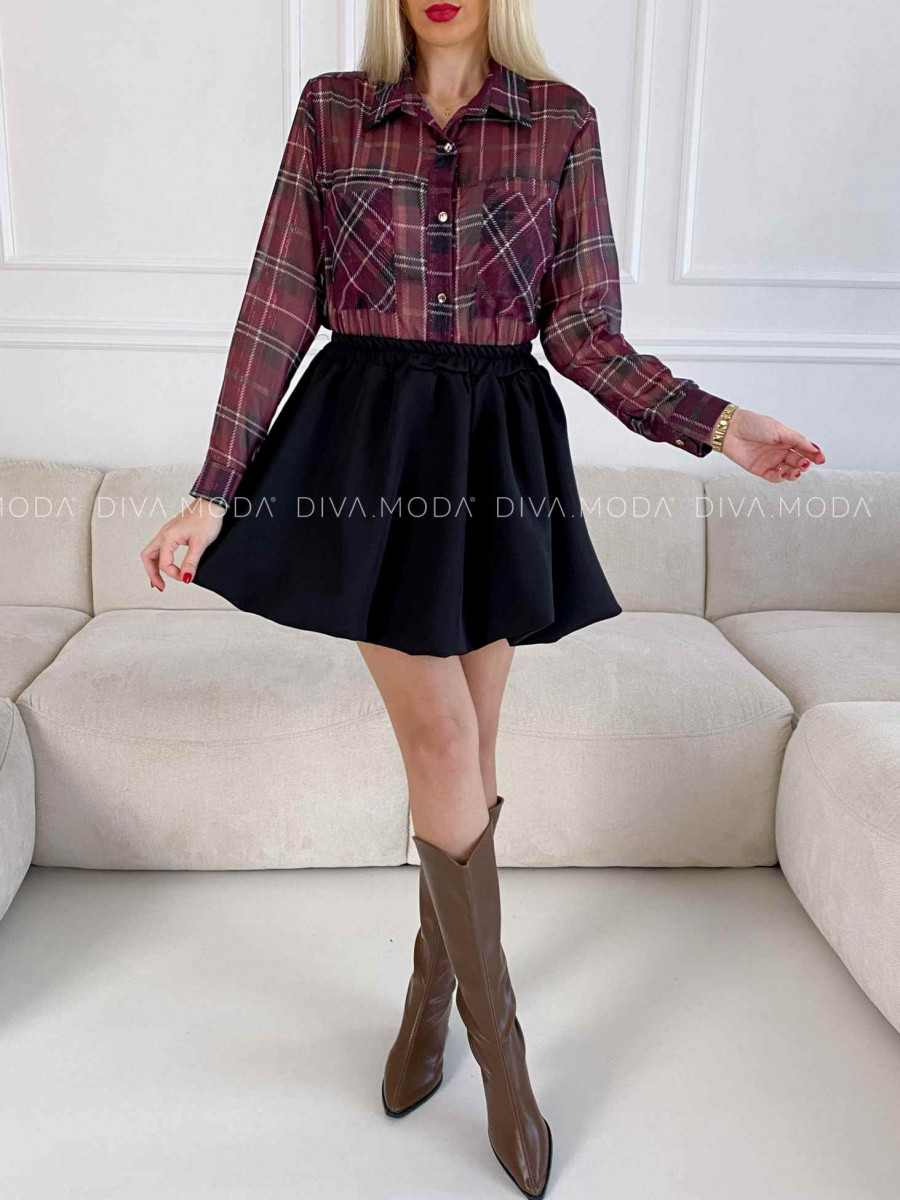 Polo transparentná karovaná košeľa burgundy V 221 Polo transparentná karovaná košeľa burgundy V 221