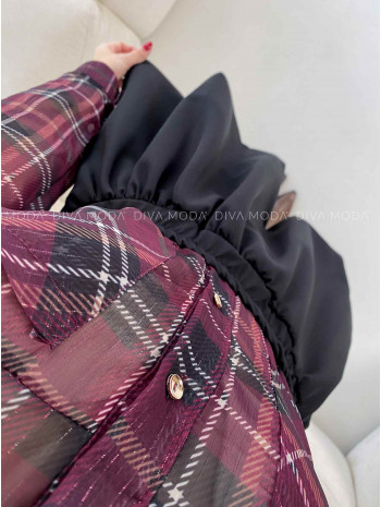 Polo transparentná karovaná košeľa burgundy V 221 Polo transparentná karovaná košeľa burgundy V 221