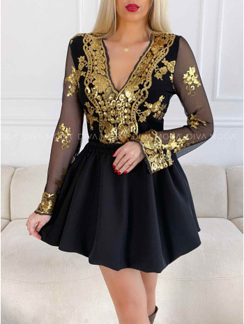 Flitrované body glam čierno-zlaté V 219 Flitrované body glam čierno-zlaté V 219