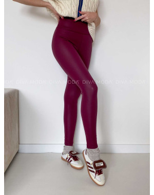 Koženkové legíny mierne zateplené burgundy V 223