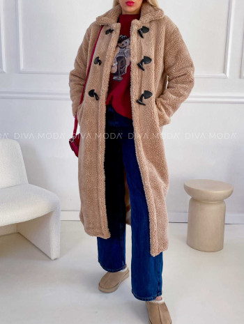 Teddy maxi kabát taupe mokka M 107 Teddy maxi kabát taupe mokka M 107