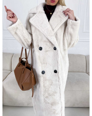 Dlhý oversize kožuch s gombíkmi smotanový M 152 Dlhý oversize kožuch s gombíkmi smotanový M 152
