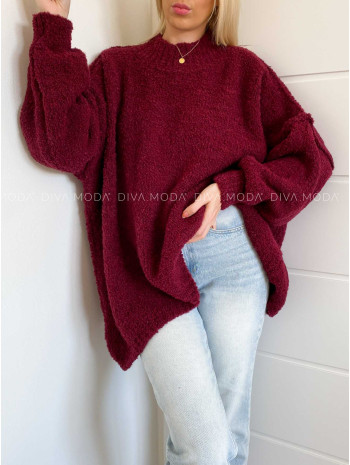 Chunky oversize sveter Polina vínový V 888