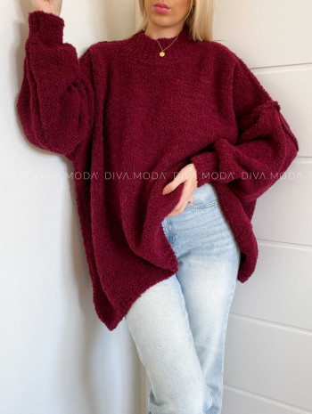 Chunky oversize sveter Polina vínový V 888